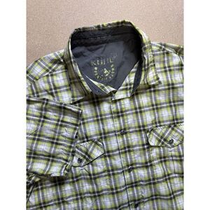 Kuhl Eluxur Mountain Grown Short Sleeve‎ Peral Button Shirt Plaid Green L